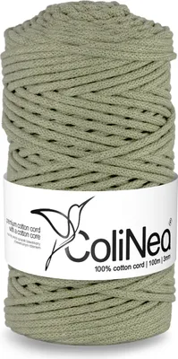 Produktbild von ColiNea, Baumwollkordel mit Baumwollkern, geflochten, 3mm, 100m, olivgrün