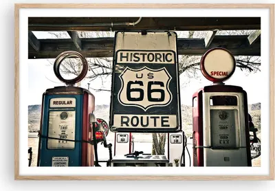 Produktbild von Gerahmtes Poster - Rahmen in heller Eiche - Straße alt 66 USA - 91,5x61 cm - Wand Bild - Wanddeko - Wandbilder - Wandposter - Bilderrahmen - Bilder - Kunstdruck - Wandbild - P2NAA91x61-3573