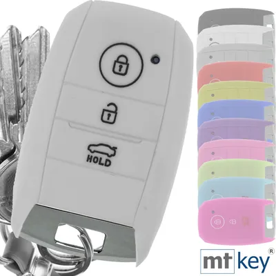 Produktbild von Auto Schlüssel Hülle Silikon Schutz Cover Weiß kompatibel mit KIA Picantio Rio Ceed Soul Sportage Stonic 3 Tasten KEYLESS SMARTKEY