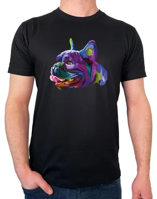 Produktbild von Huuraa Herren T-Shirt Mops Colorful M Black Bio Baumwolle Fairtrade Herrenshirt Geschenkidee