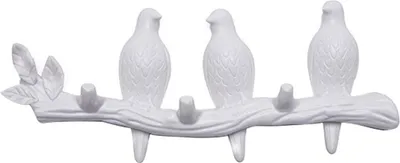 Produktbild von Kleiderhaken aus Kunstharz, dekorative Vögel auf einem Ast, Wanddekoration, Garderobe, Kunstdekor, Kleiderbügel zum Aufhängen von Mänteln, Handtüchern, Hüten, Taschen