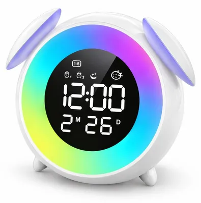 Produktbild von Wake-up-Light Wecker, LED Digitalwecker mit 2 Alarmgruppen, 7 Wecktönen, Snooze-Funktion, 3 Wochentagsmodi und 7-farbigem Licht