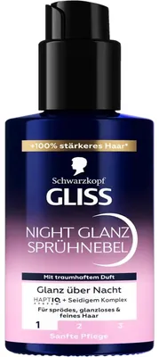 Obrázok produktu pre Schwarzkopf Gliss Kur Night Glanz, Olej na vlasy, 100 ml, Ženy, Lámavé vlasy, Vysušené vlasy, Výživný, Lesk, Flakón s pumpičkou