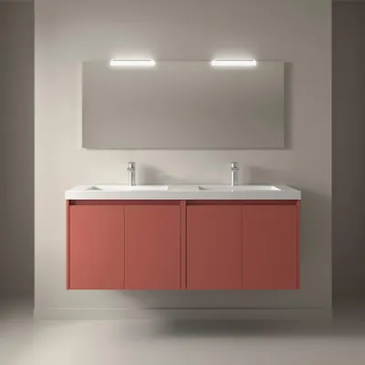 Produktbild von Badezimmermöbel BALTIC 1400 4 TÃ1/4ren RED SATIN + Waschtisch + Spiegel