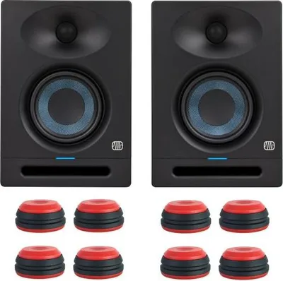 Obrázek produktu pro Reproduktory Presonus Eris Studio 4 1 pár s reproduktorovými nožičkami v červené barvě