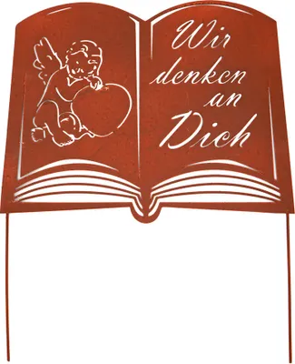 Produktbild von UNUS Grabstecker Buch "Wir denken an dich" Trauerdekoration Grabschmuck