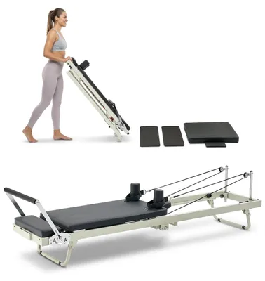 Produktbild von VEVOR Faltbarer Pilates Reformer, Pilates Trainingsgerät für den Einsatz im Home Gym Studio, Pilates Bett mit doppeltem Widerstand - Feder & Schnur, Reformer Set für Fortgeschrittene und Anfänger, bis zu 400 LBS