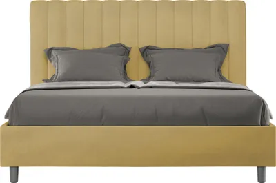 Produktbild von ITYHOME - Gepolstertes Bett mit Bettkasten 140x200 mit Mikrofaserbezug Ocker Agueda