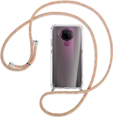 Produktbild von Handykette Backcover-Schutzhülle mit Band (Metall silberfarben) für Nokia 5.4 - Rainbow