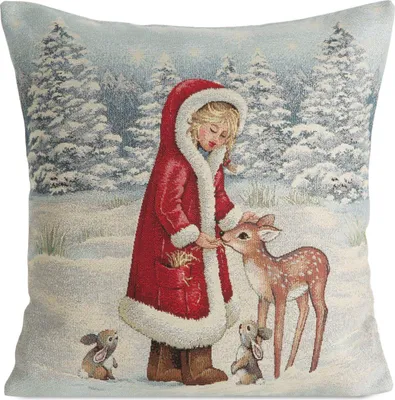 Obrázok produktu pre Eurofirany Obliečka na vankúš 45x45 cm Vianočná gobelínová dekorácia