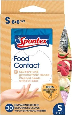 Image de Spontex Gants jetables pour la manipulation des aliments, taille S (20 pièces)