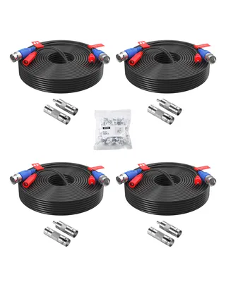 Produktbild von 4 Stück 18,3 Meter Video Strom Kabel BNC Verlängerungskabel für DVR Überwachungssystem, Mit RCA Adapter und Kabelklemme