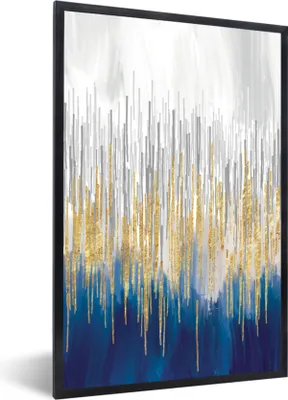 Produktbild von MuchoWow® Gerahmtes Poster Abstrakt - Gemälde - Öl 60x90 cm - Poster mit Schwarzem Bilderrahmen Wandposter Rahmen Foto Bilder - Kunst