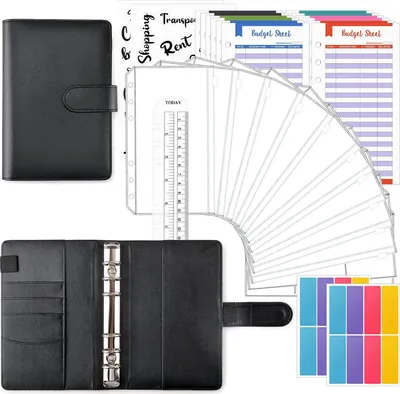 Produktbild von Budgetplaner Mappen - 12 Umschläge - Schwarz - Kunstleder