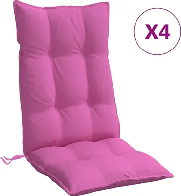 A single pink chair cushion is shown against a white background.