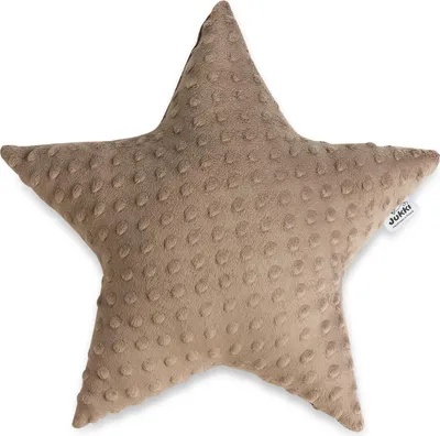 JUKKI® DekoKissen für Kinderzimmer  STERN [Mokka] 40cm Plüsch MINKY Kopfkissen für Kinder Kuschelkissen Plüschkissen