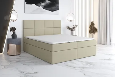 Produktbild von Boxspringbett LION 160x200  mit 2 Bettkästen, Bonell-Matratze und Topper. Farbe: Beige