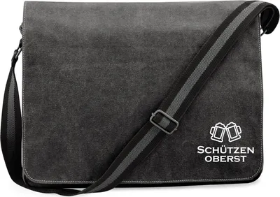 Produktbild von Huuraa Umhängetasche Schützenoberst Schützenfest 14 Liter Black Canvas Laptoptasche Geschenkidee