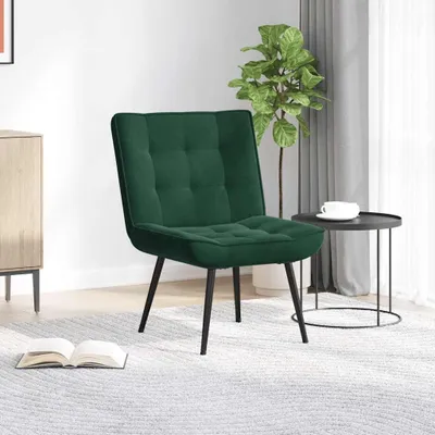 Produktbild von Dunkelgrüner Relaxsessel aus Samt mit Fußhocker, 64x74x84 cm, Polsterstuhl mit Metallgestell für Wohnzimmer, Büro und Schlafzimmer