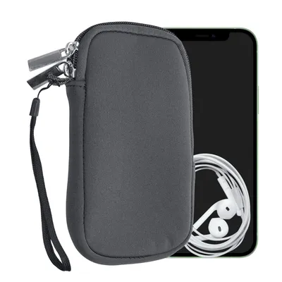 Produktbild von kwmobile Handytasche für Smartphones S - 4,5" - Neopren Handy Hülle Grau - Handy Tasche 14,4 x 8,3 cm Innenmaße