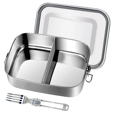 Edelstahl Lunchbox 1200 ml auslaufsicher mit Fächern