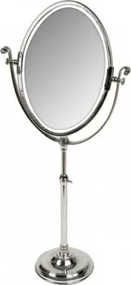 Produktbild von Casa Padrino Luxus Tisch Spiegel Schminkspiegel - Schminktisch Spiegel vernickelt Silber 40 x H. 85 - 110 cm
