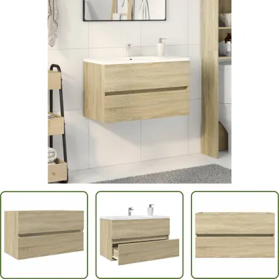 Immagine prodotto di The Living Store Sonoma mobile lavabo in rovere 80x38,5x45cm materiale legno