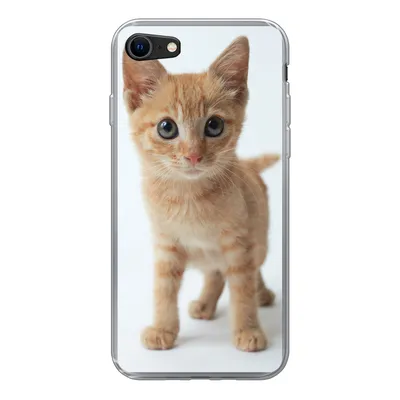Produktbild von MuchoWow® Handyhülle Schutzhülle Hülle für iPhone 7 Katze - Rot - Kätzchen - Mädchen - Kinder - Jungen - Kind Silikon Softcase Handy Hülle - Kartenhalter