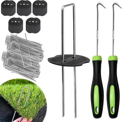Image de Piquets pour gazon synthétique, clous en U, piquets de fixation au sol, piquets de tente, 50 pièces