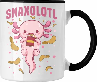 Produktbild von Trendation - Axolotl Tasse Geschenk für Schwanzlurch-Liebhaber Snaxolotl (Schwarz)