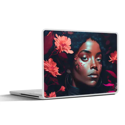 Produktbild von MuchoWow® Laptop Aufkleber Sticker Cover Blumen - Frau - Porträt - Illustration 40x30 cm - Laptop Dekoration - Selbstklebend