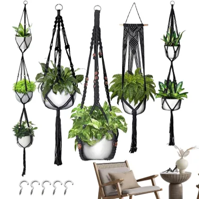 Productafbeelding van Set van 5 Boho Macrame Plantenhangers