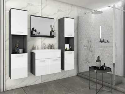 Immagine prodotto di Set da bagno con lavandino ZORAIDA XL - matera / bianco lucido + sifone GRATIS
