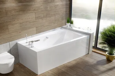 Produktbild von BADLAND Eckbadewanne Rechteck Badewanne Infinity RECHTS 170x110 mit Acrylschürze, Füßen und Ablaufgarnitur GRATIS
