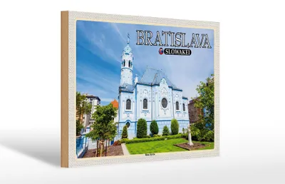 Produktbild von Holzschild Reise 30x20cm Bratislava Slowakei Blaue Kirche
