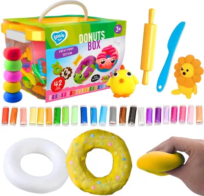 Produktbild von Buntes Schaum-Modelliermasse-Set mit Zubehör - Donuts, leichter und fluffiger Kreativspaß 70109
