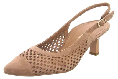 Produktbild von Paul Green Damen Slingback Pumps aus perforiertem Nubukleder mit Stilettoabsatz