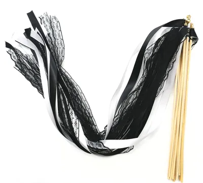 Immagine prodotto di 30 bacchette decorative - Decorazioni per matrimoni - Nastri di tulle a forma di serpentina - Bacchette con decorazioni in seta - Campanelli - Lunghezza delle bacchette: 30 cm - Decorazioni per feste