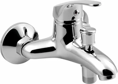 A chrome-finished bathroom faucet mounted on a white background.