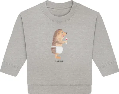 Produktbild von Mr. & Mrs. Panda Organic Baby Pullover Igel Wein 24. - 36. Monat - Heather Grey - Geschenk, Bullover, Weinliebhaber, Lustige Sprüche, Spruch, Weinglas, Rotwein, Weißwein
