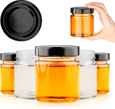 Zdjęcie produktu dla 50x Słoiki na miód szklane 225 ml na syropy, dżem, konfitury - Słoiki do pasteryzacji, wekowania i przechowywania żywności