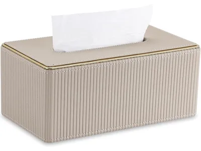 Produktbild von GORESE: Box für Kosmetiktücher, Leder-Taschentuchhalter, Tissuebox für Büro, Zuhause, Auto, Badezimmer (beige)
