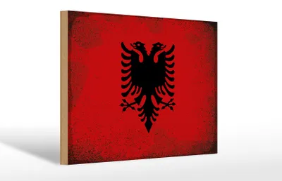 Produktbild von Holzschild Flagge Albanien 30x20cm Flag Albania Vintage