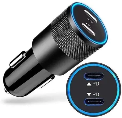 Image de Chargeur de voiture universel avec 2 ports USB-C à chargement rapide - 40 W - allume-cigare - chargeur de téléphone Power Delivery - chargeur de voiture - noir