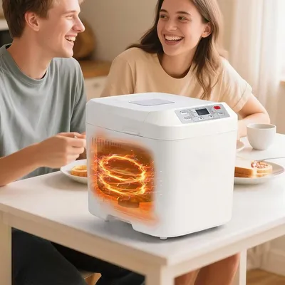 Produktbild von Brotbackautomat mit 12 Programmen und 2 Brotgrößen 2 Pfund 13-Stunden-Vorwahl Brotbackmaschine 1-Stunden-Warmhaltefunktion Weiß