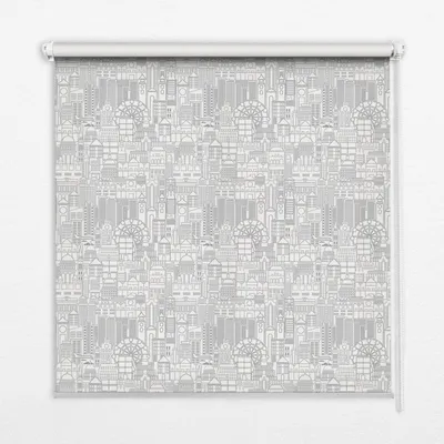 Produktbild von Seitenzug-Rollo Fensterrollo Jalousie - Lichtdurchlässig Springrollos - 80x240 cm - Skizze einer Stadt