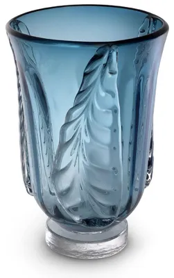 Produktbild von Casa Padrino Luxus Deko Glas Vase Blau Ø 24,5 x H. 35 cm - Elegante mundgeblasene Blumenvase - Deko Accessoires