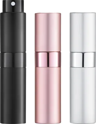 Produktbild von 8 ml leere Parfümflasche (3 Stück) Mini-Reisespray, Zerstäuber (Silber, Rosa, Schwarz)