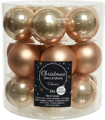Produktbild von Weihnachtskugeln Glas 4cm 18 Stück -  Karamel