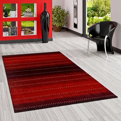 Produktbild von Natur Teppich Indo Gabbeh Indira Rot Weinrot Verlauf, Größe:140x200 cm